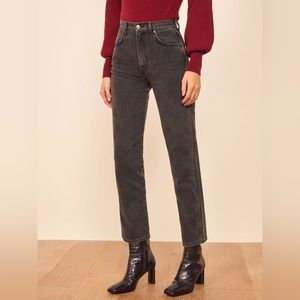 Reformation black/grey straight high rise jeans